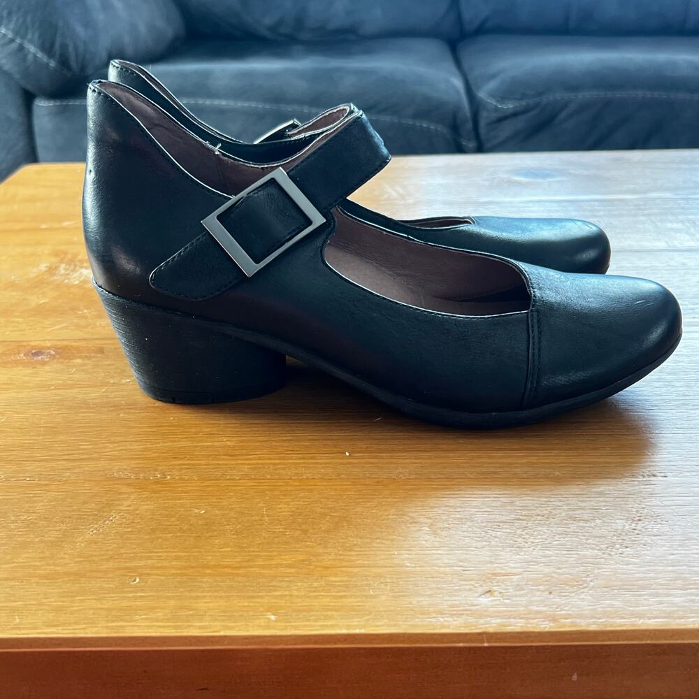Dansko Roxanne Black Leather Mary Jane Heels Women’s Size 40 US 9 Comfort Shoes - Picture 2 of 7
